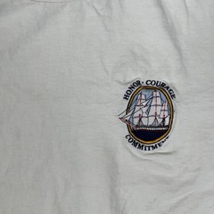 Vintage Navy Long Sleeve T-Shirt Mens XL White Mock Neck Made USA 90s
