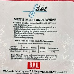 RARE Vintage NOS 1969 BVD Jet-Aire Men’s Mesh A-Shirt Underwear Red Large