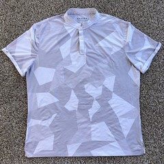 Mantra Performance Polo Shirt Mens 2XL Gray Geometric Stretch Band Collar Golf