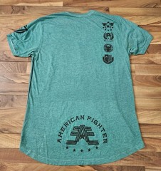 American Fighter Double Sided Graphic T-Shirt Turquoise Size 3XL/XXXL