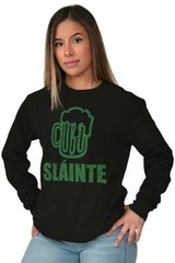 Slainte Irish Drinking Beer St Patricks Day Long Sleeve Tshirt for Men or Women