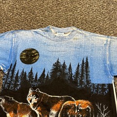 Vintage Wolf T shirt Size M 90s All Over Print Nature – Pre-owned