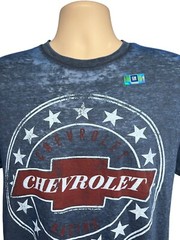 GM Chevy Bowtie Logo Blue Heather Thin Graphic Mens T-Shirt Medium Stretch New