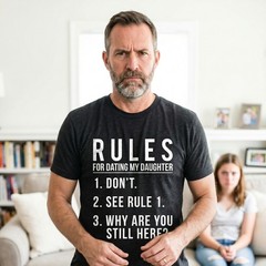 Mens Rules for Dating My Daughter T Shirt Funny Sarcastic Parenting Tee
