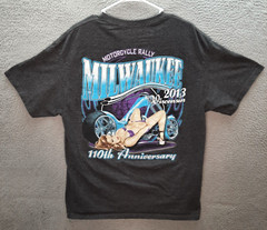 Biker Shirt Adult Large Gray Biker Milwaukee Motorcycle Rally Grunge Skater Mens