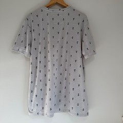 Original Bruno Supersoft Mens XL Henley Shirt Grey Anchor Print Short Sleeve
