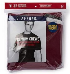 Stafford 3-Pack Men’s 100% Cotton Heavy Weight Crew-Neck T-Shirt Assorted Colors