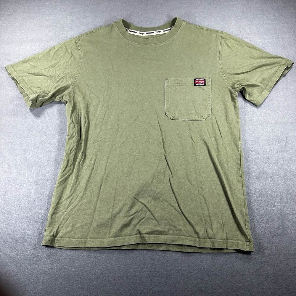 Wrangler Workwear Men’s Pocket T-Shirt Small Olive Green Short Sleeve