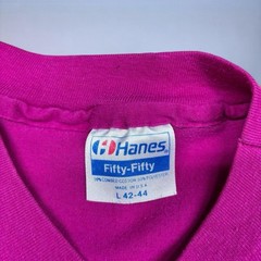 1980s Vintage Hanes Blank Fifty-Fifty Single Stitched Magenta Shirt