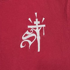 Shaka Wear Super Max Shirt Mens Large Red Heavyweight Cross Jesus Embroidered