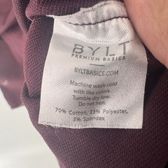 BYLT Drop Cut SS Lux Shirt Mens Large Maroon Burgundy Curved Hem Athletic Fit