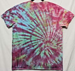 Handmade Tie Dye Radial Spiral Pattern Red Green Blue L Shirt 20″ W X 27″ L