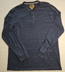 Mens Foundry Long Sleeve Heather Blue Henley Shirt Size XLT – NICE