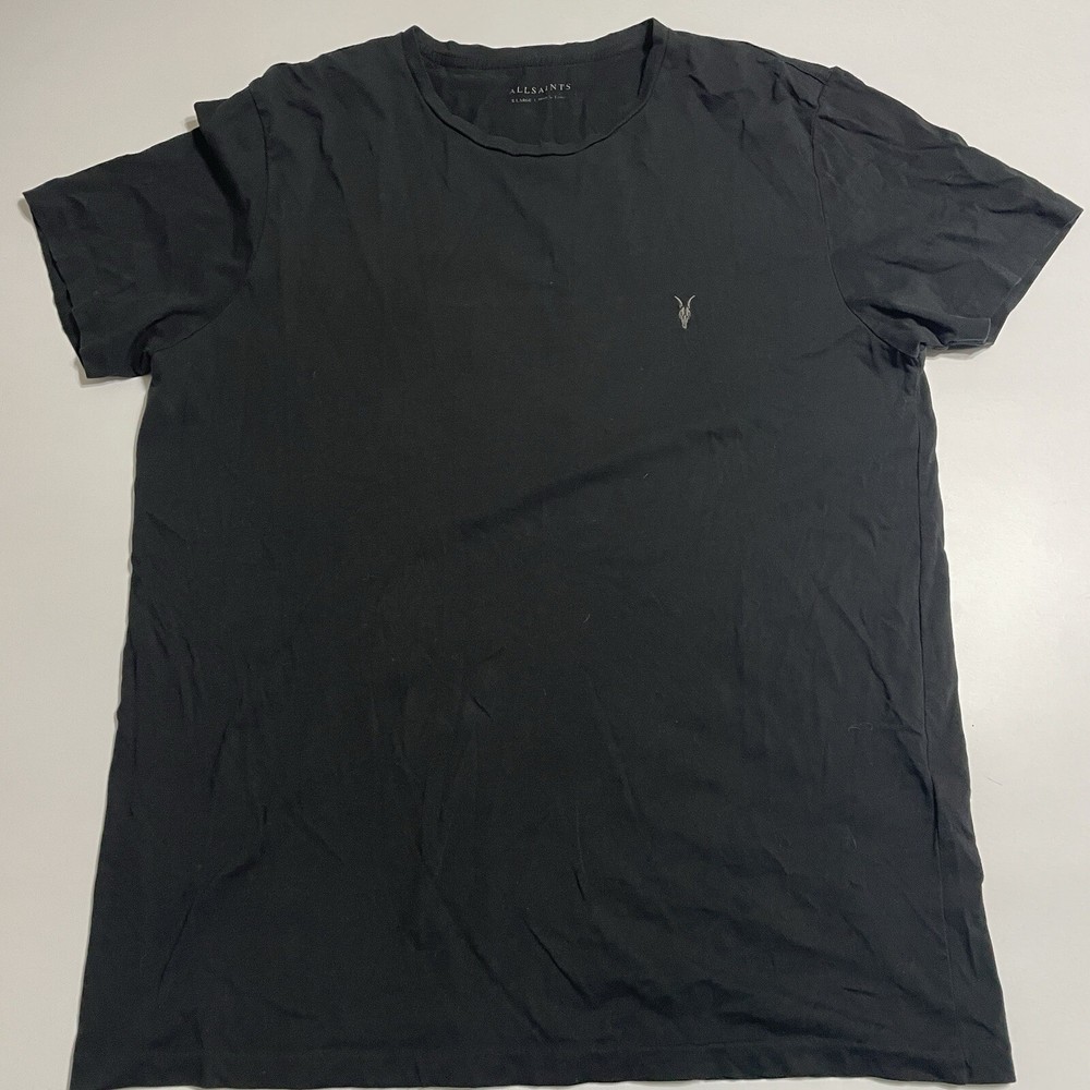 Allsaints Shirt Mens XL Black Short Sleeve Goat Skull Casual 42″ Chest