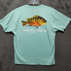 Salty Crew Shirt Adult Large Green Graphic Short Sleeve Cotton Beach Outdoor Men