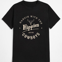 Hippie and Cowboy Style T-Shirt Hoodie for Relaxed, Casual Wear