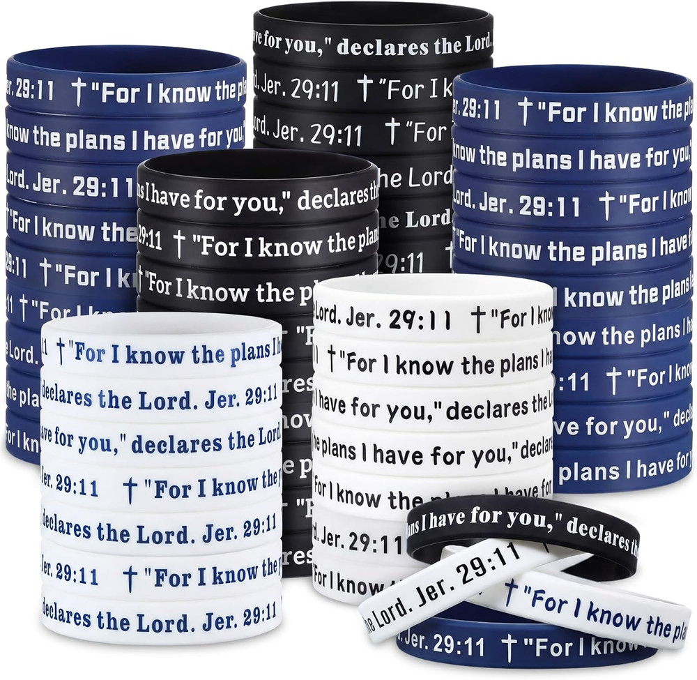 50 Pcs for I Know the Plans I Have for You Wristbands Bulk 10 Styles Christian J