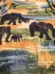 ELEPHANT SHIRT ALL OVER PRINT HAND DYED DEEP SEA MENS XL LONG AOP AFRICA ART !!!