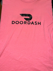 DoorDash Front & Back Food Delivery Driver NEON PINK Short Sleeve 2XL Shirt RARE