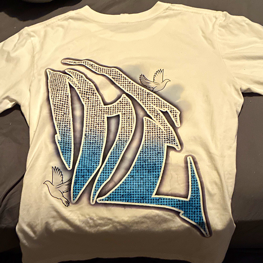 H&M White Crew Neck Short Sleeve Graphic Print Angel Cherub Dove T-Shirt S