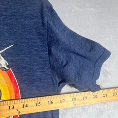 Marvel T-Shirt Mens Small Deadpool Riding Unicorn Rainbow Blue Heather Graphic