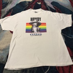 Vintage 90s LGBTQ Pride Kerry O’Quinn Party Shirt White Men’s L Cowboy Austin TX