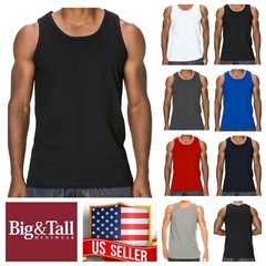 Men S_3XL T-Shirt Sleeveless Muscle Tank Top A-Shirt Wife Beater Gym Plain Tee