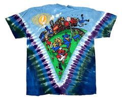 Grateful Dead Casey Jones Tie Dye Liquid Blue T-Shirt Size Large