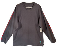 Rip Curl Long Sleeve Relaxed Fit Gray Shirt with Red Sleeve Stripes (2XL)