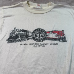 VTG 80s Ely Nevada Railway Train Museum Shirt Sz Lg Alore Tag Single Stitch WORN