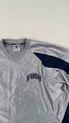 Vintage FUBU Sports Jersey XXL Grey Navy Mesh Y2K Hip Hop Streetwear Shirt