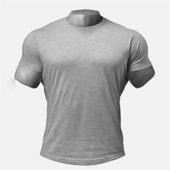 Solid Color Running Sport Short Sleeve T-shirts Gym Bodybuilding Workout Cotton