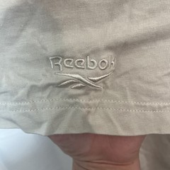 Vintage Reebok Athletics T Shirt Mens M Beige Graphic Logo Cotton