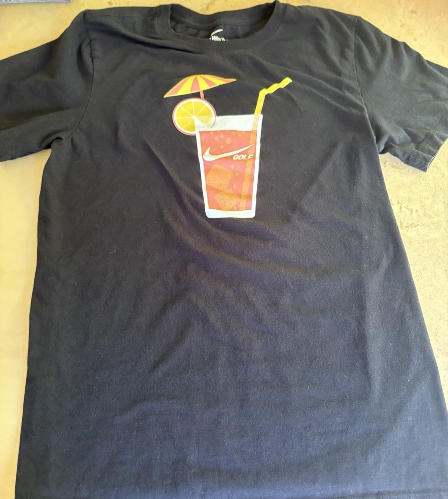 Nike Golf Men’s Black Logo Graphic Print Golf Crew Neck Short Sleeve T-Shirt