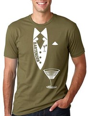 Bartender T-shirt Bar Club Restaurant Bartender Tee Shirt Tie T-shirt