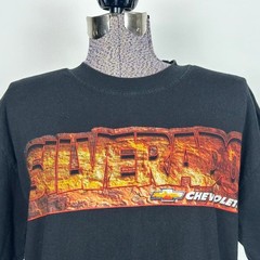 Vintage Black Chevrolet Silverado Rock Solid Graphic Print Shirt Size Large