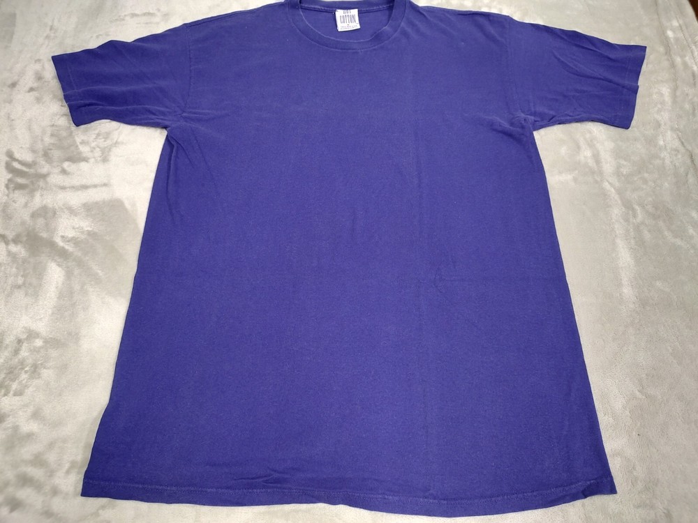 Vintage Hot Cotton Blank T-Shirt Indigo Blue Mens M (Big Baggy) Retro Grunge