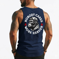 Nobody Cares Work Harder Funny Monkey (On Back) Tank Top