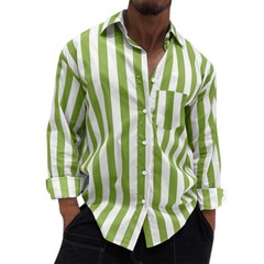 Men’s Stripes Shirt Casual Slim Shirts Long Sleeve Button Down Tops Blouse