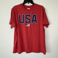 USA Letter Print with Flag Men’s 2XL Red State of Mine T- Shirt