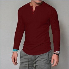 Zonbailon men’s t-shirt solid color crew neck slim fit breathable long sleeve