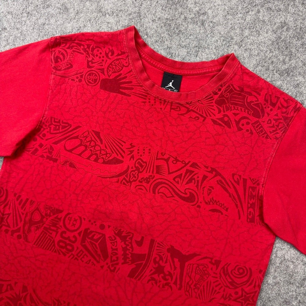 Jordan Brand Shirt Mens Medium Red Graphic Print Jumpman Crew Neck Athletic Tee
