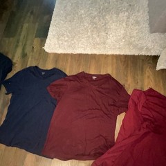 Set of Graphic T-Shirts in Black, Blue, and Red