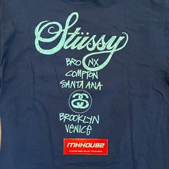 New Vintage Stussy x Nike World Tour Tee T-Shirt Navy Blue Size Large