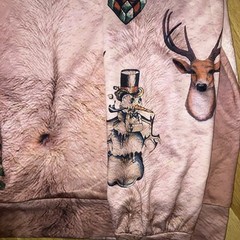 UGLY CHRISTMAS Sweater Men’s Small Hairy Chest Tattoo Shirt Top Size Large