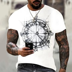 Camiseta Con Estampado 3d De Brújula Para Hombre Camisa Corta Moda Hip-hop Lujo