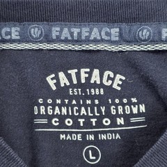 FatFace Long Sleeve T-Shirt Mens L Navy Blue Organic Cotton Embroidered Logo