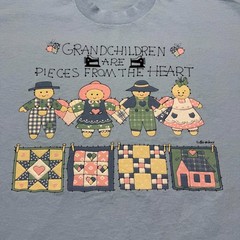 Vintage 90s Grandchildren Are Pieces From The Heart Quilt Patchwork Shirt Large