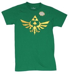 Legend of Zelda Mens T-Shirt – Gold Foil Classic Tri-Force Logo Image