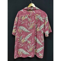 Pierre Cardin 100% Silk Hawaiian Shirt Red Leaf Print Men’s Size XXL